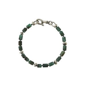 John Varvatos Sterling Silver and Emerald Beaded Bracelet